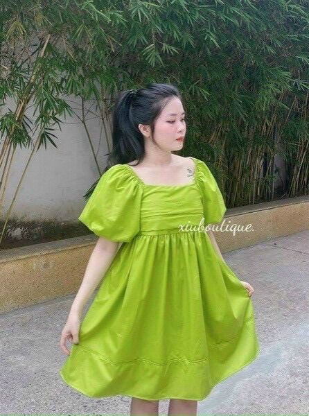[Shop bigsize nữ 50kg-90kg] Đầm babyboll nơ lưng màu siêu cưng
