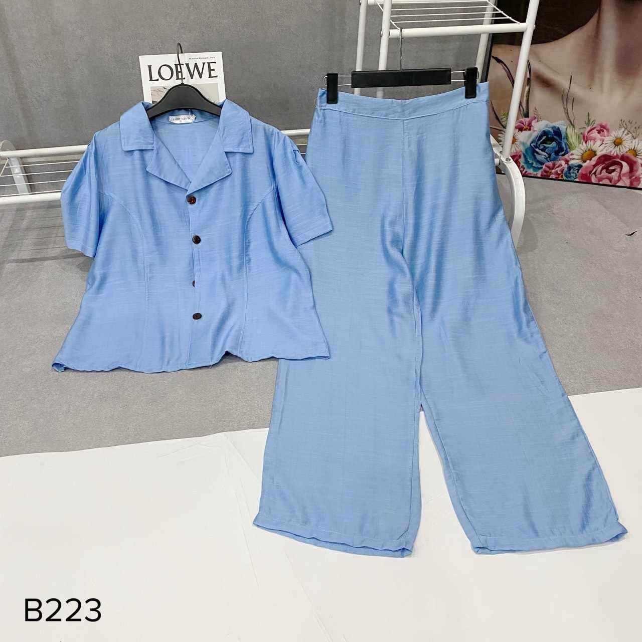 Set bộ đũi tơ mềm mát áo cộc quần dài cổ vest sang chảnh, đủ size
