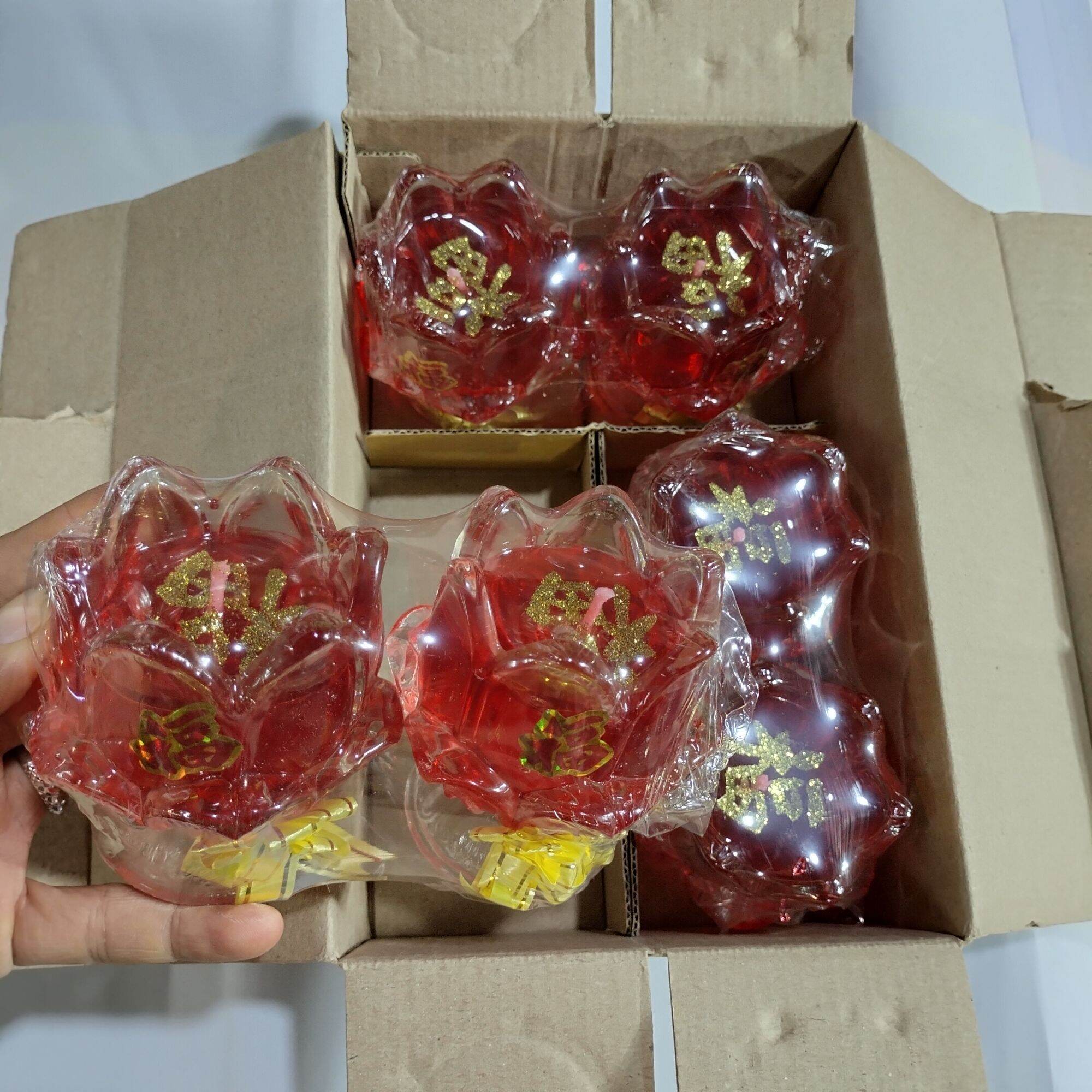 Đèn Cầy Ly Cúng Phật Hoa Sen (1 cặp)