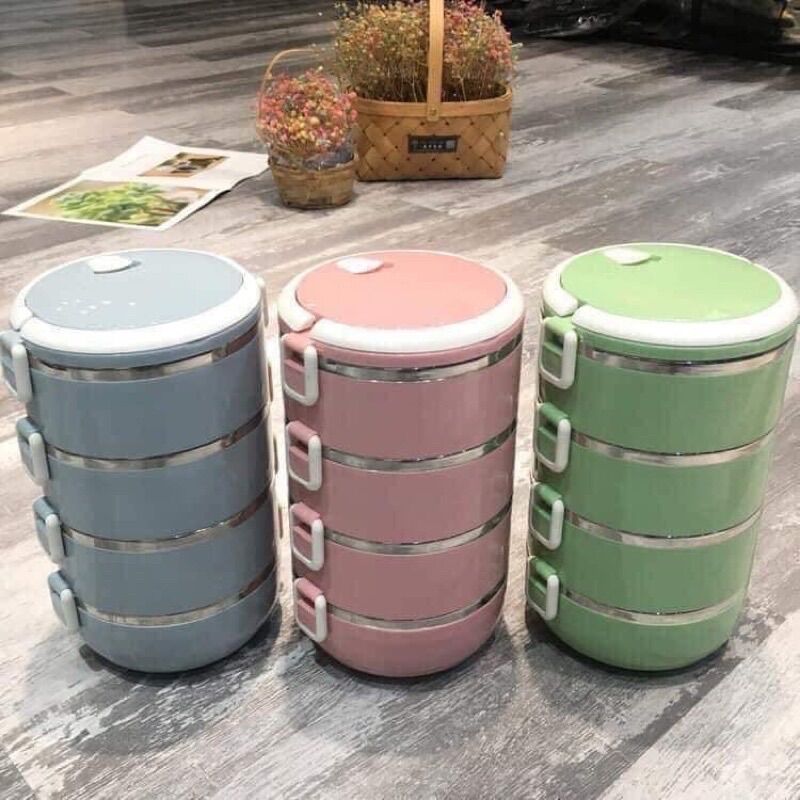 Hộp đựng cơm cặp lồng cơm giữ nhiệt inox 4 tầng