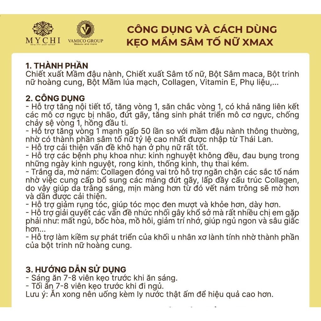 Kẹo mầm sâm tố nữ Xmax (mua 4 tặng 1= 5 hộp)