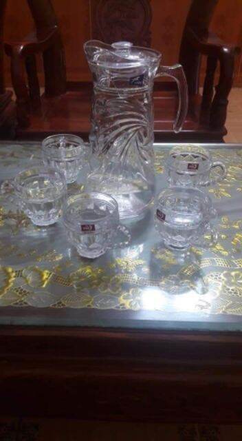 BỘ BÌNH + 6 CỐC THUỶ TINH PHA LÊ