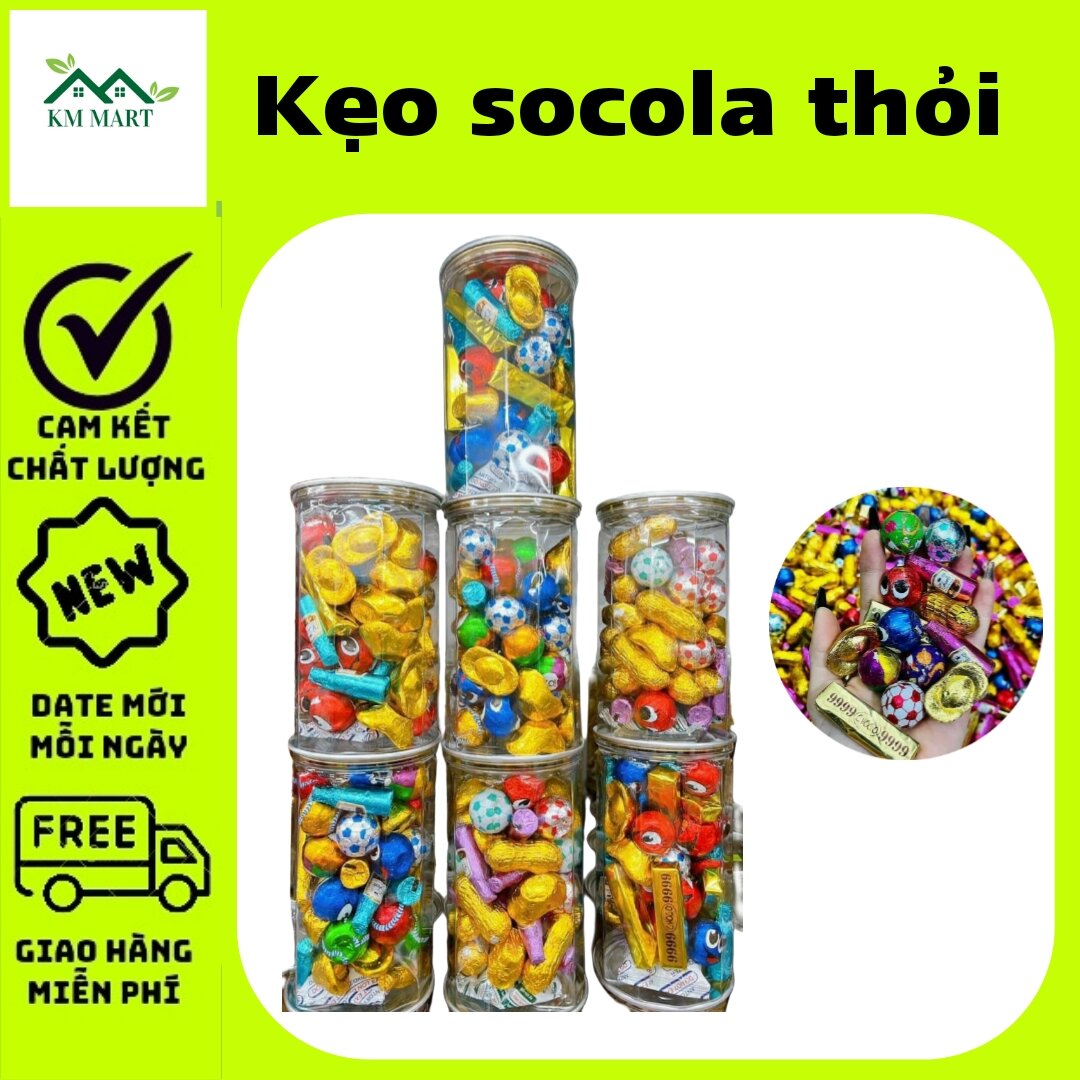 Kẹo socola thỏi mix đủ vị, đủ hình lkm mart | hũ 450g