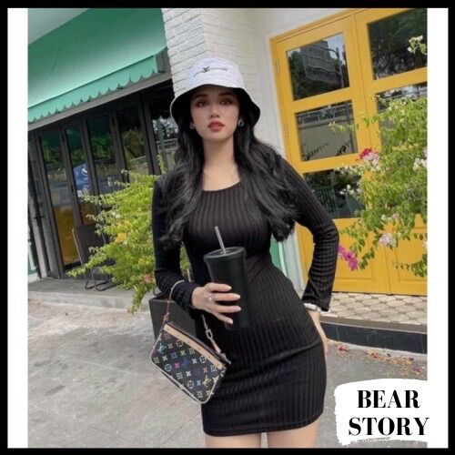 Đầm ôm body xoắn lưng tay dài nữ mặc được 2 kiểu By candystyle
