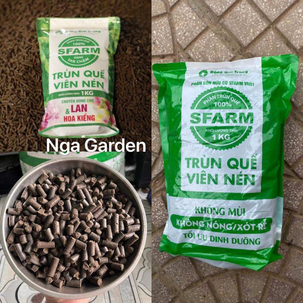 1 kg phân trùn quế Sfarm dạng viên nén phân bón hữu cơ cho hoa lan, cây cảnh, cây rau cây ăn quả