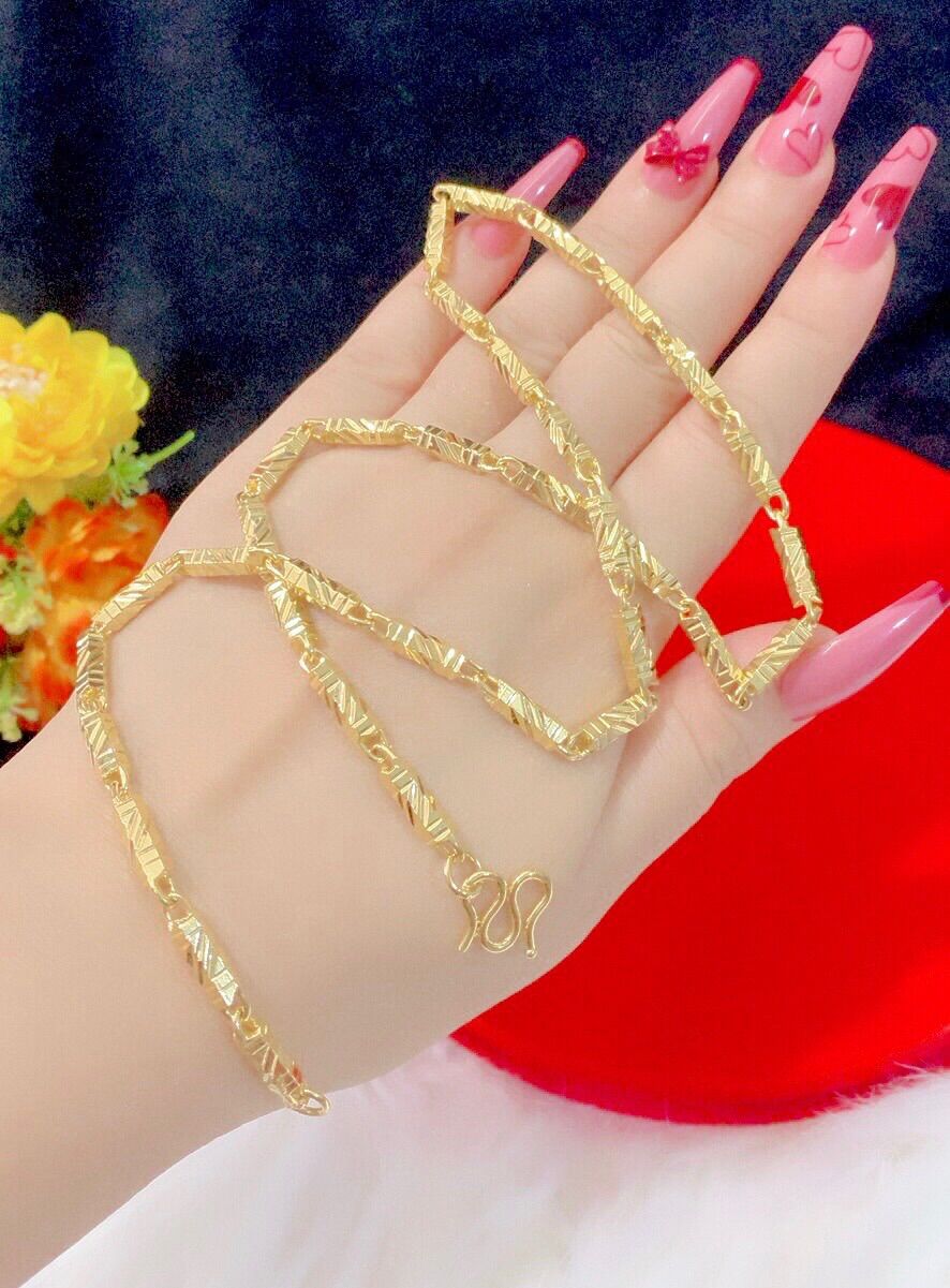 Dây chuyền nam kiểu ống trúc mạ vàng 18k