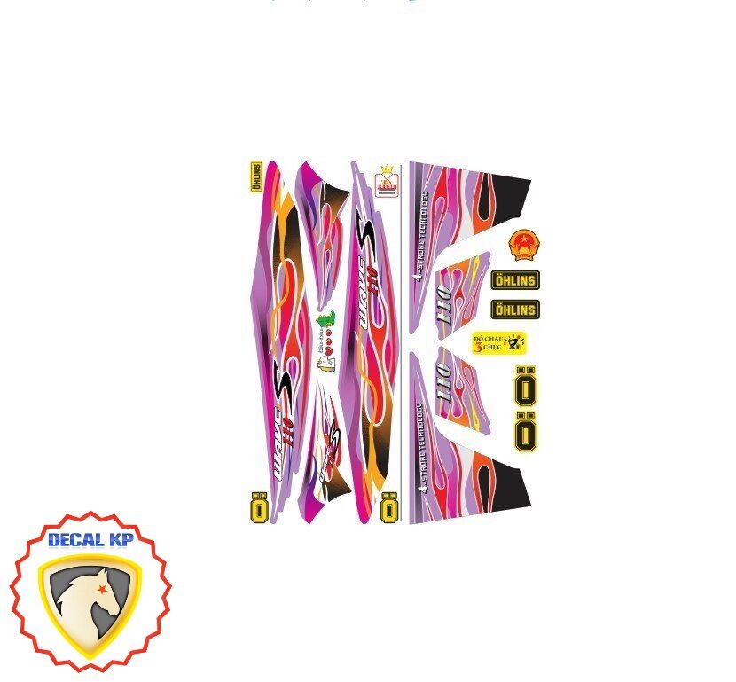 (Nhiều Màu) Tem xe wave 110 lửa vàng đỏ xanh,tem 3 lớp cao cấp in tặng kèm nhiều hình dán nhỏ