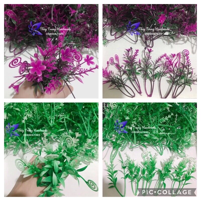 5 nhành cỏ điểm hoa dấu hỏi trang trí bình hoa voan, hoa giấy, nhà mô hình, tiểu cảnh