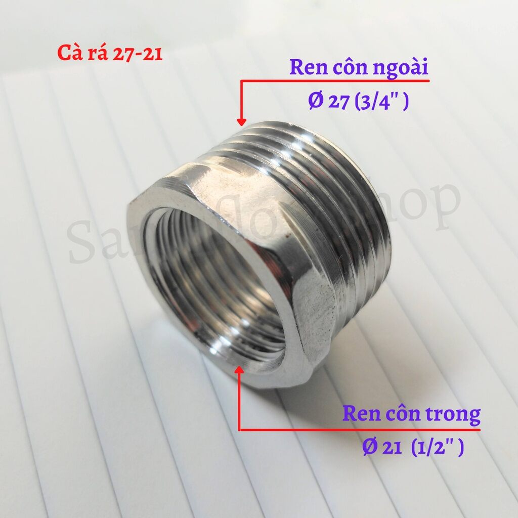 Cà rá, đầu nối chuyển ren trong ngoài phi 27-21
