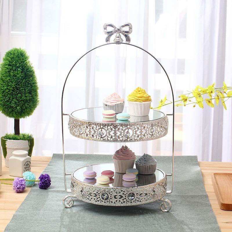 Khay bánh 2 tầng nơ trang trí tiệc