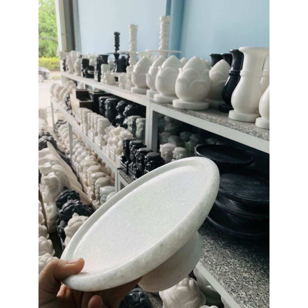 Dĩa trái cây đĩa thờ cúng đá trắng