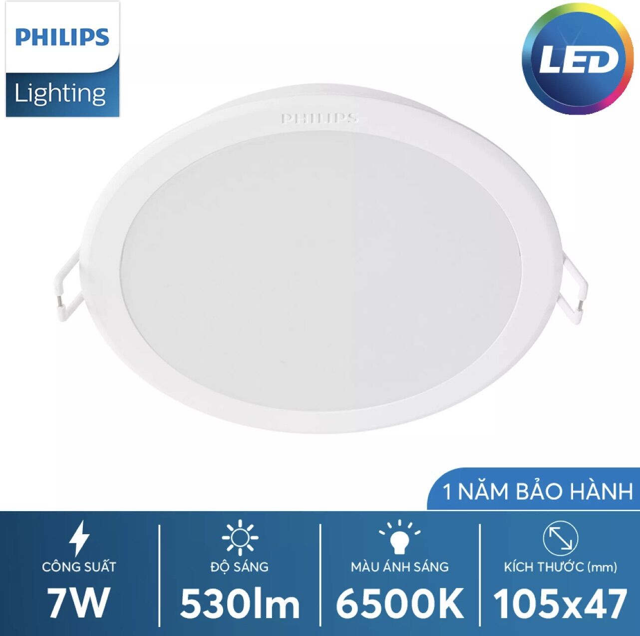 Đèn led âm trần meson 7w philips khoét lổ phi 100mm. sản phẩm chính hãng philips