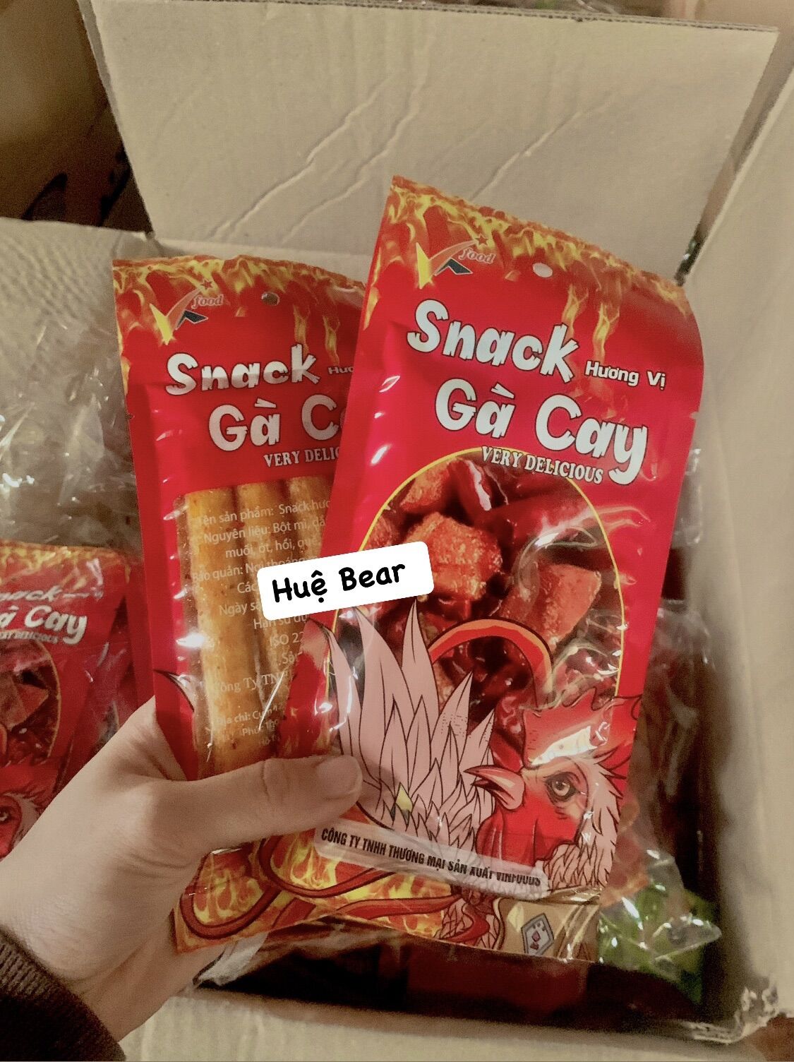 2gói snack gà cay đỏ