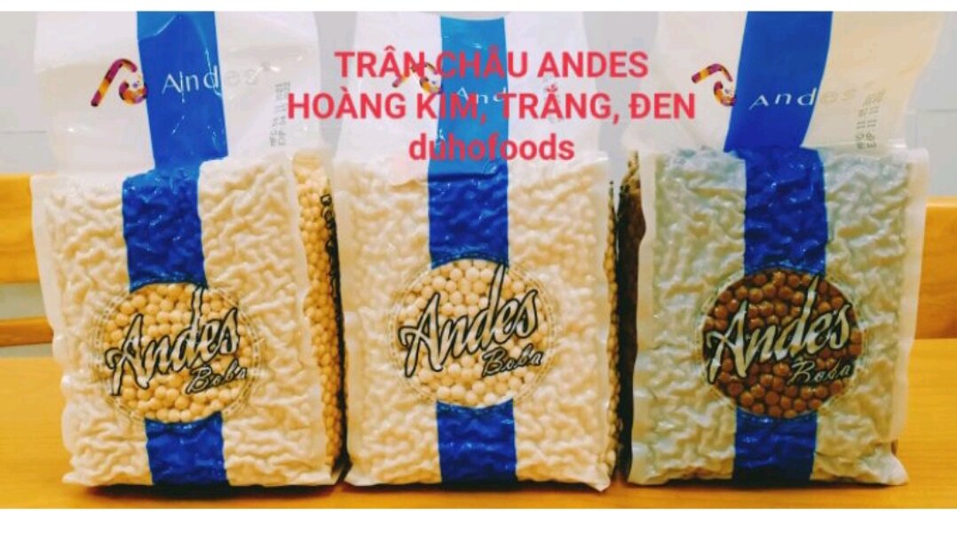Trân Châu Đài Loan ANDES chia nhỏ bịch 500gr Caramel,Trắng, Vàng Hoàng Kim
