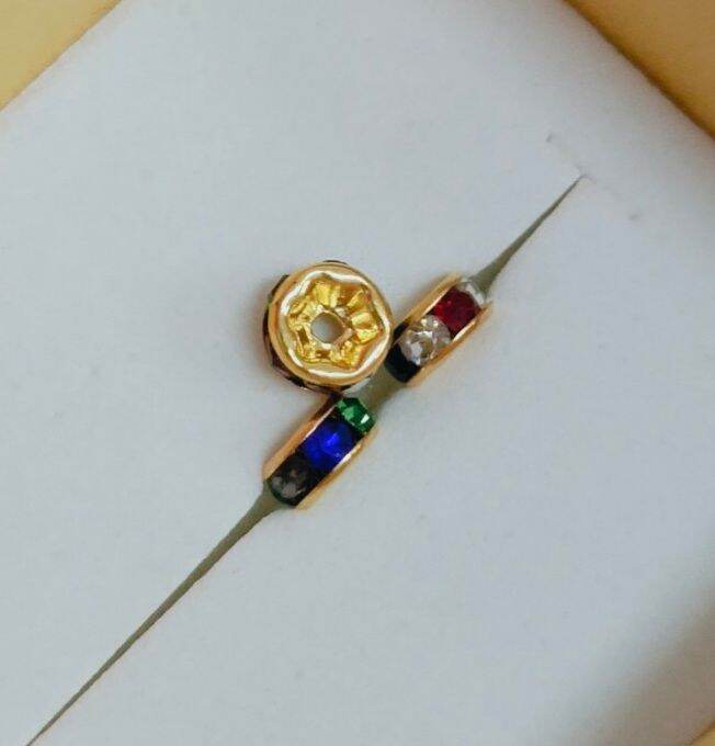 Charm chặn hạt charm bánh xe chắn hạt đá 6li 8li đính pha lê 7 màu