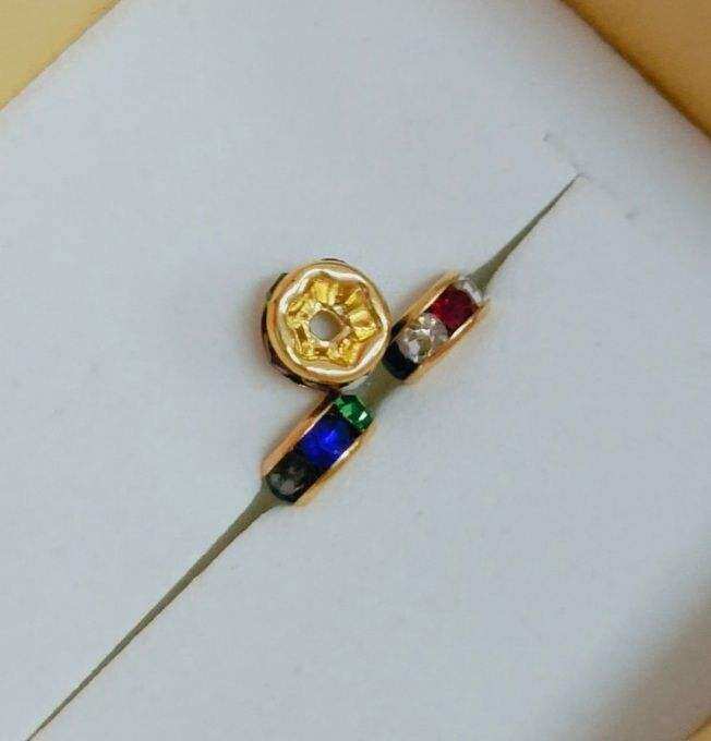 Charm chặn hạt charm bánh xe chắn hạt đá 6li 8li đính pha lê 7 màu