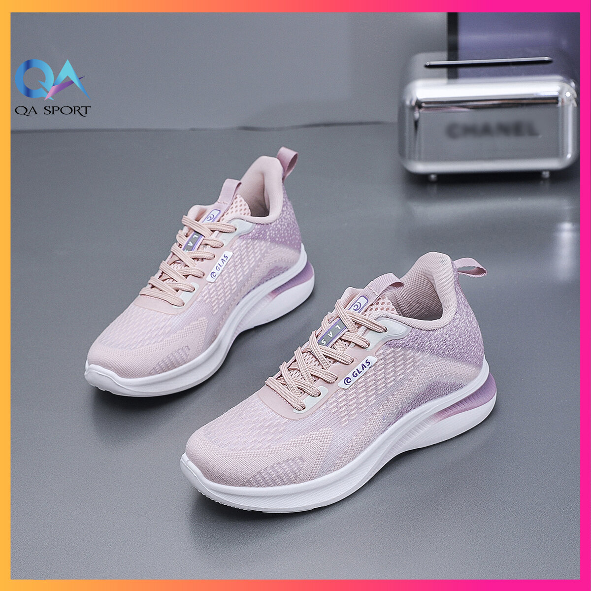 Giày thể thao nữ siêu nhẹ chạy bộ đi chơi tập gym dệt kim thoáng khí - qa88