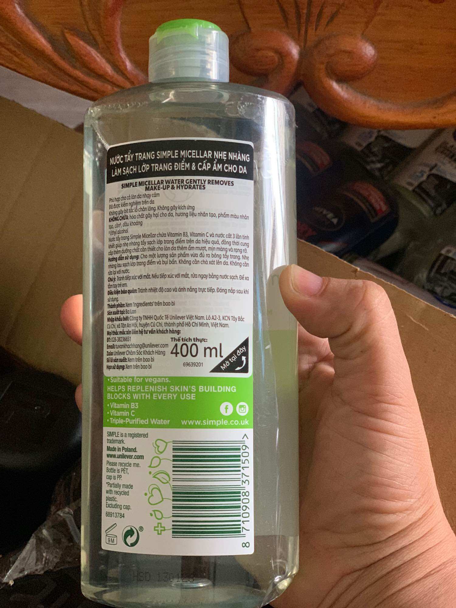 Nước tẩy trang Simple 400ml/200ml