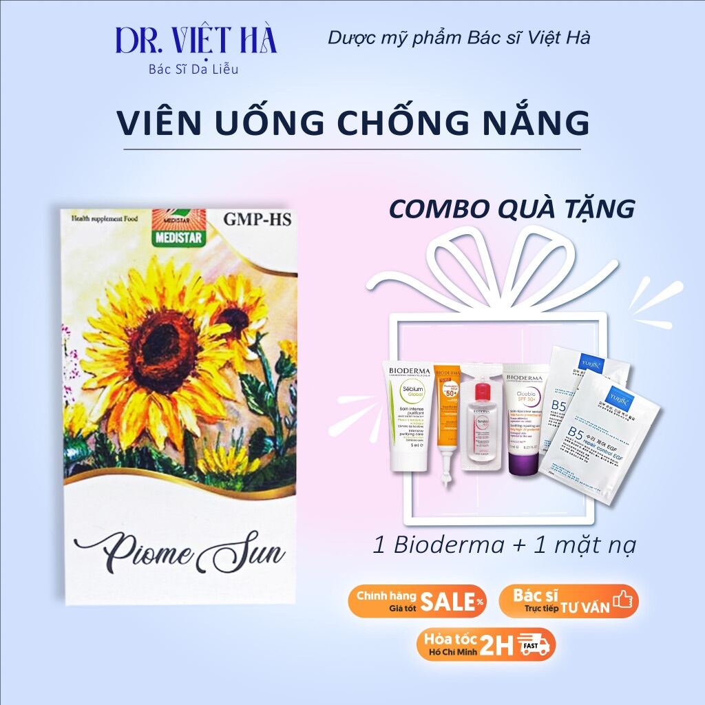 VIÊN UỐNG CHỐNG NẮNG PIOME SUN BS HÀ DA LIỄU KHUYÊN DÙNG BS HÀ Da Liễu