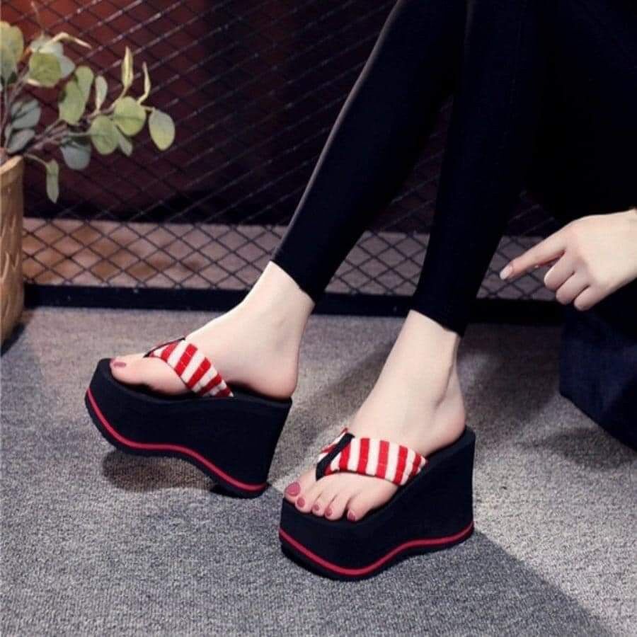 Dép kẹp xốp đế gợn sóng cao 10f++++*