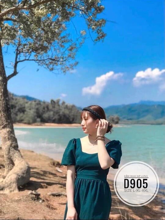 60-90kg bigsize đầm maxi thắt nơ lưng d905