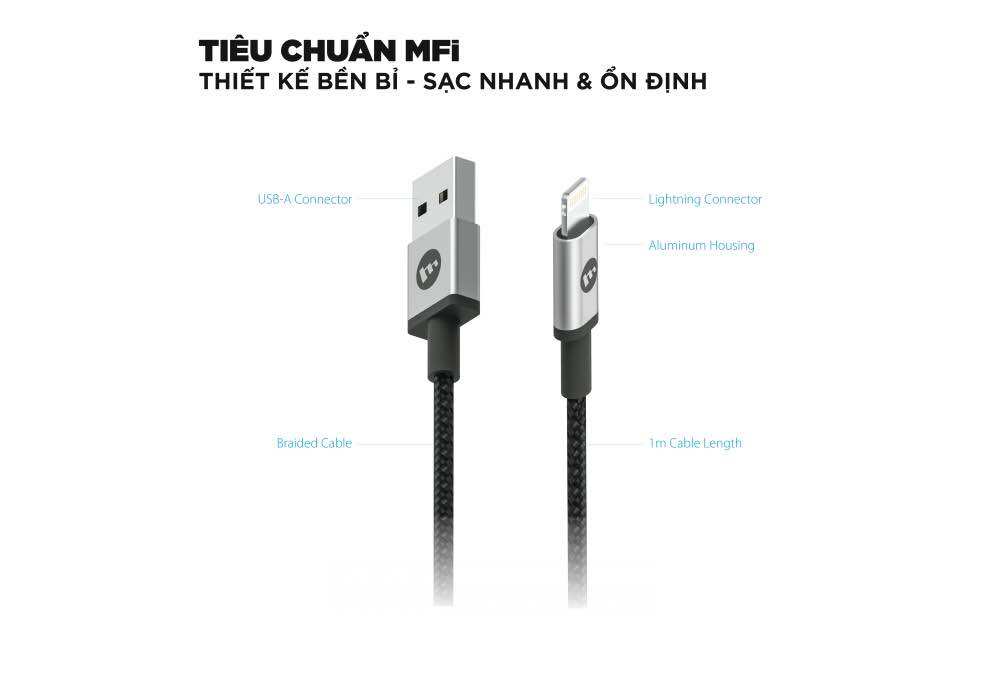 Cáp Mophie USB-A to Lightning 1M cho iPhone/iPad【CHÍNH HÃNG】