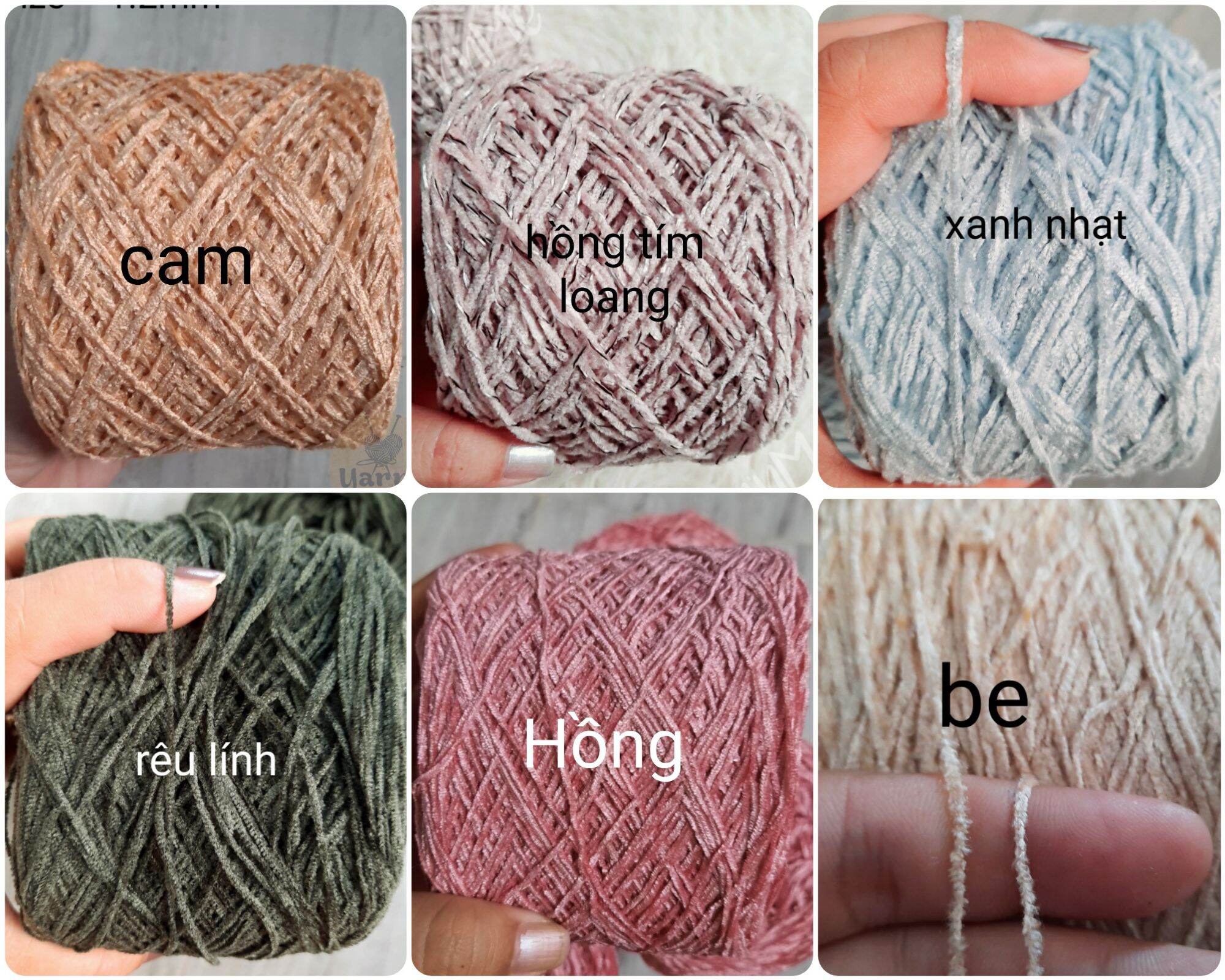 50gr Len nhung Nhật cỡ sợi 1.0mm - 2.0mm