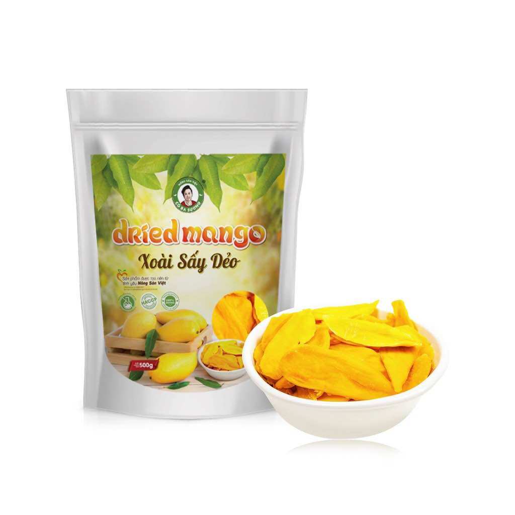 500g xoài sấy dẻo cô ba sương - túi zip - đồ ăn vặt