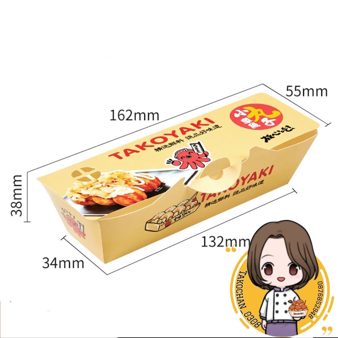 Hộp giấy đựng takoyaki loại 4 viên - 100c
