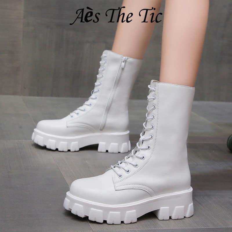 Boot cao cổ 20cm, buộc dây, kéo khoá 5,5cm