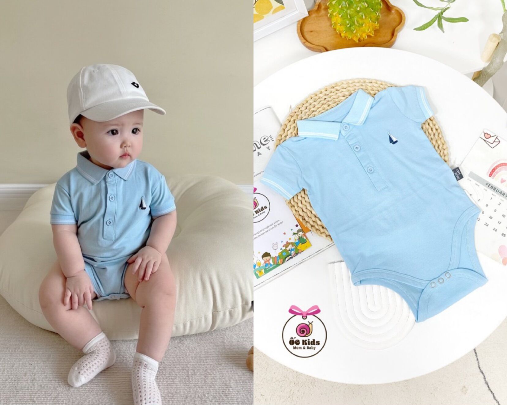 Body đùi body cộc tay công tử chất cotton mềm mịn cho bé trai