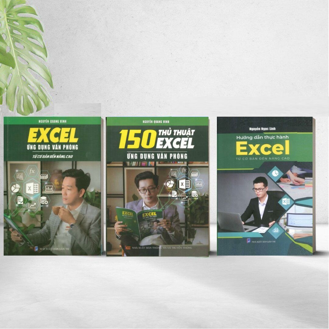 Combo 3 cuốn excel ứng dụng văn phòng, hướng dẫn thực hành excel, 150 thủ thuật excel ứng dụng văn phòng