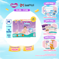 [Từ 22-23 tặng QUÀ TO-SLCH][TẶNG MIẾNG NGẪU NHIÊN] Combo 2 Tã/bỉm quần Bobby 3mm Mega Jumbo Siêu khô thoáng M112