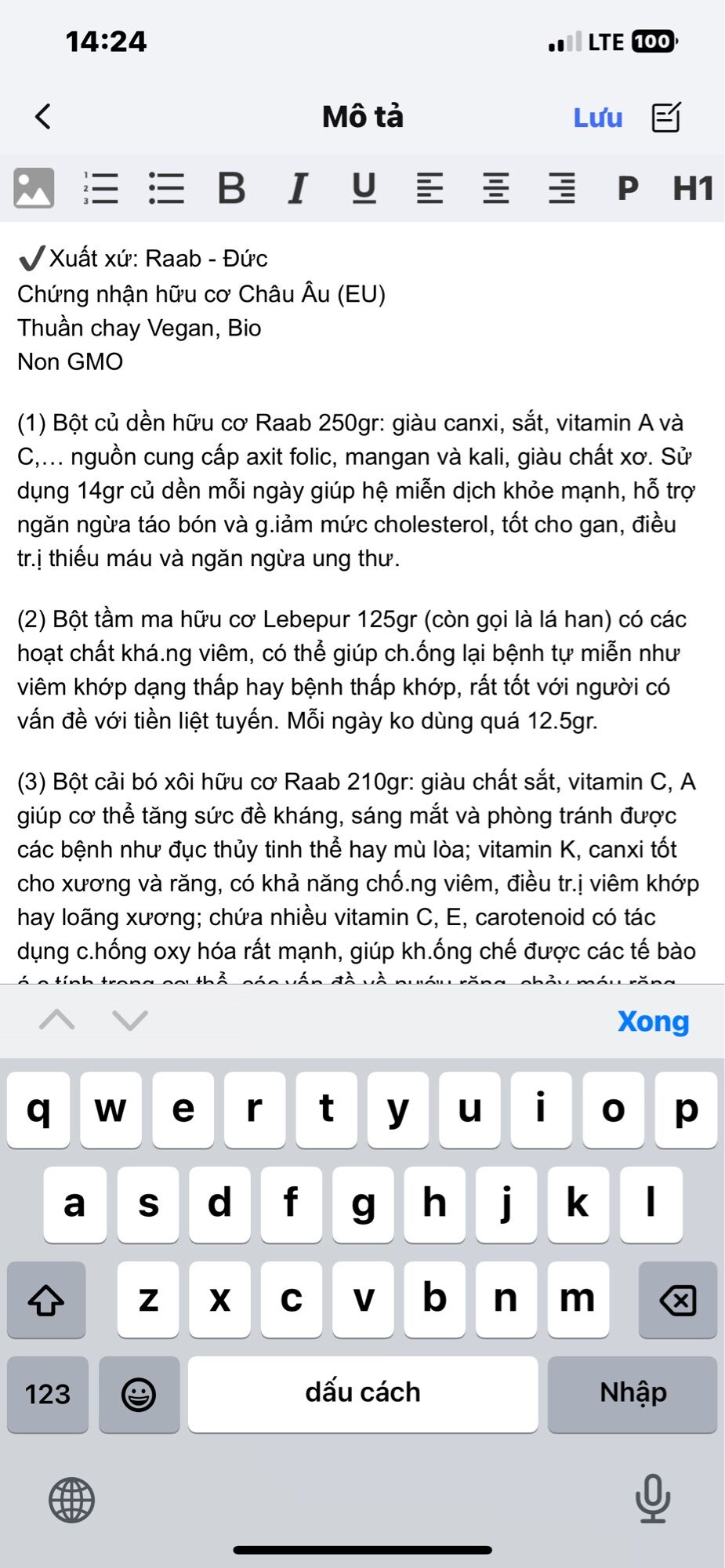 Bột cải bó xôi (rau chân vịt) hữu cơ Raab 210gr - Spinach (Đức)