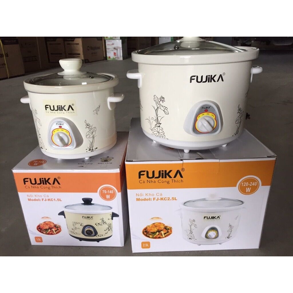 Nồi kho cá, nấu cháo chậm Fujika loại 1.5 lít và 2.5lít