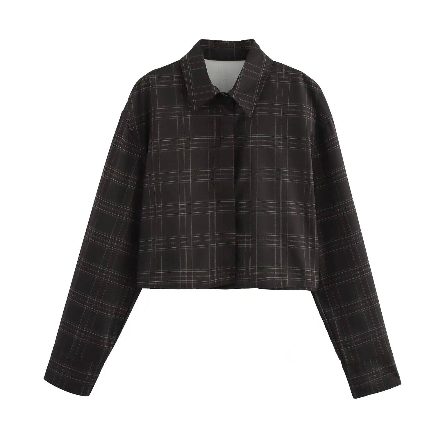 Áo Sơ Mi Dài Tay Nine Zar Cổ Điển Thường Ngày Đa Năng Ngắn Họa Tiết Kẻ Caro Polyester 8631081 Áo Sơ 