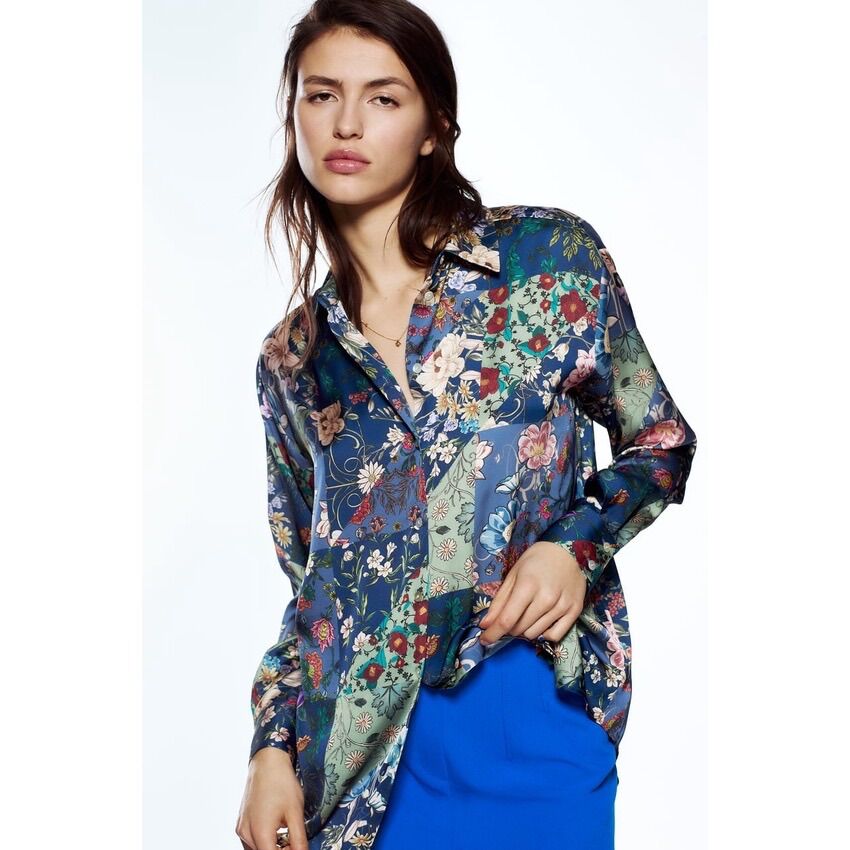 Áo Zara chemise satil silk sẫm màu mặc tôn da và gầy hơn A02SMG40N10