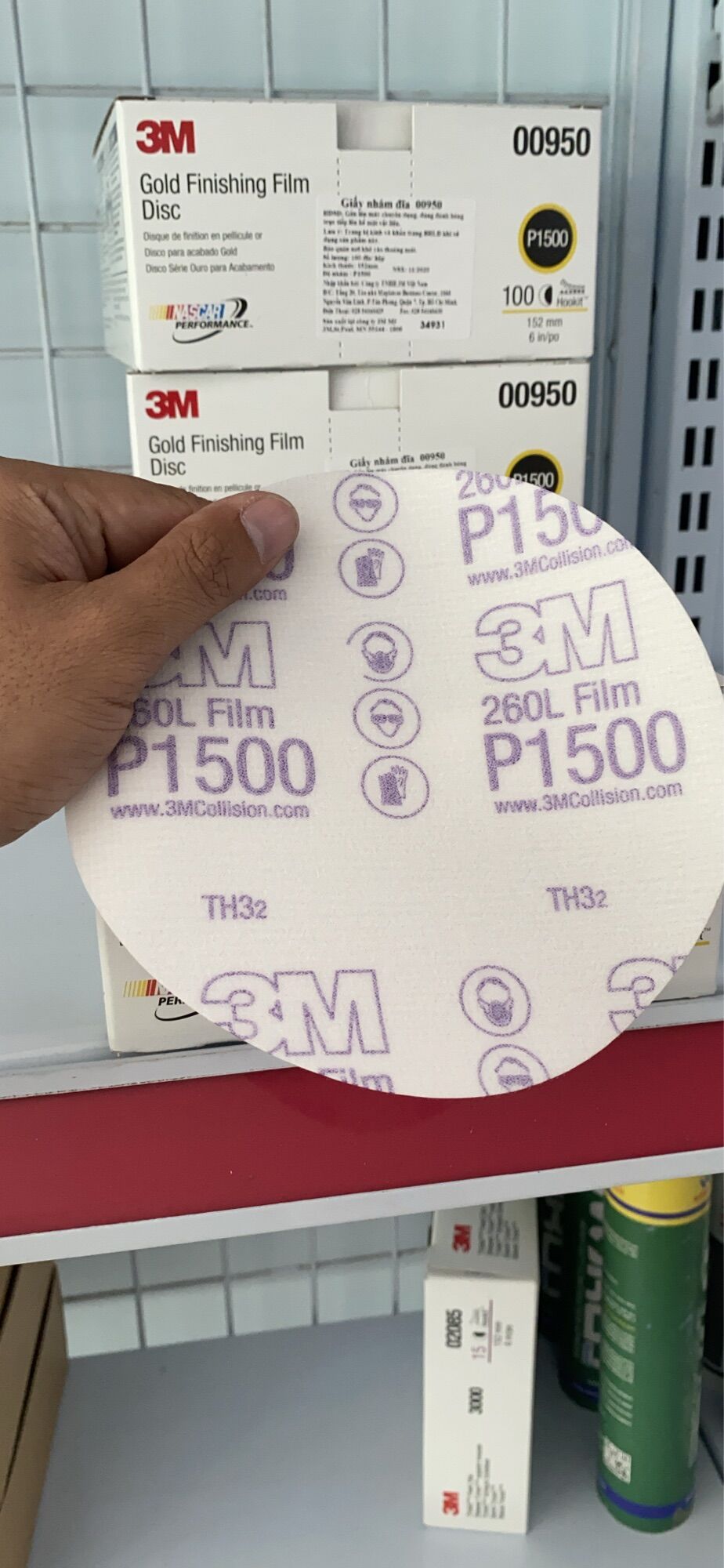 Combo 10 tờ giấy nhám đĩa đánh bóng 3m 00950 gold finishing film disc p1500