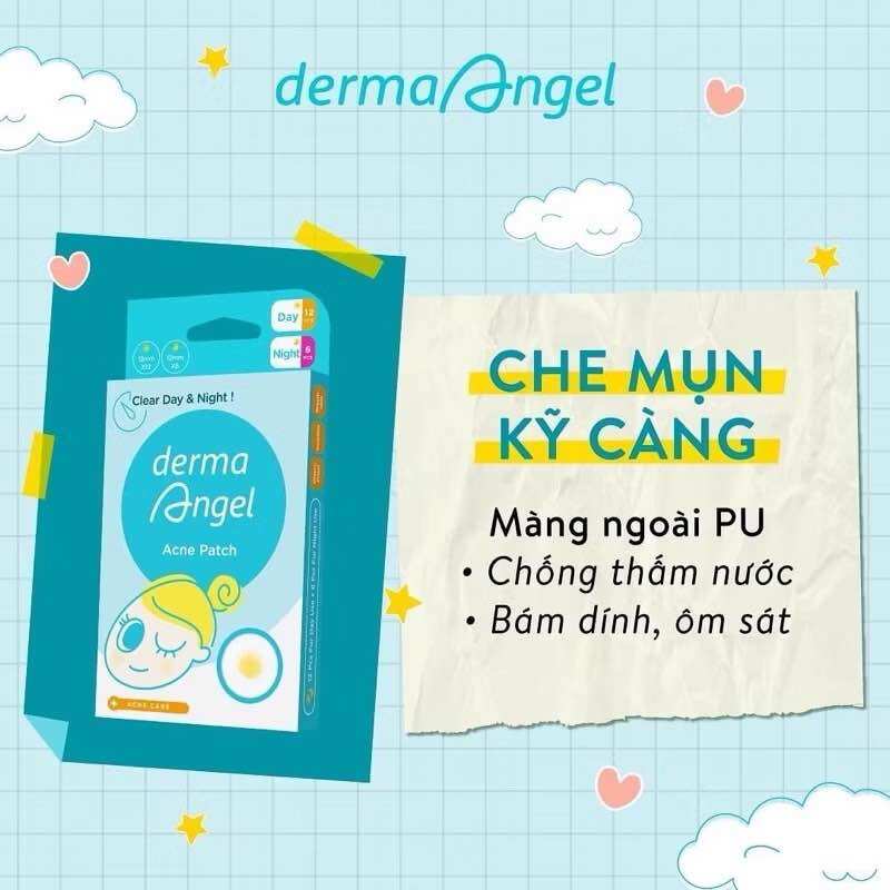 Miếng Dán Mụn Derma Angel ngày 12 miếng và đêm 6 miếng (miếng dán mụn derma angel mới) goodsgood