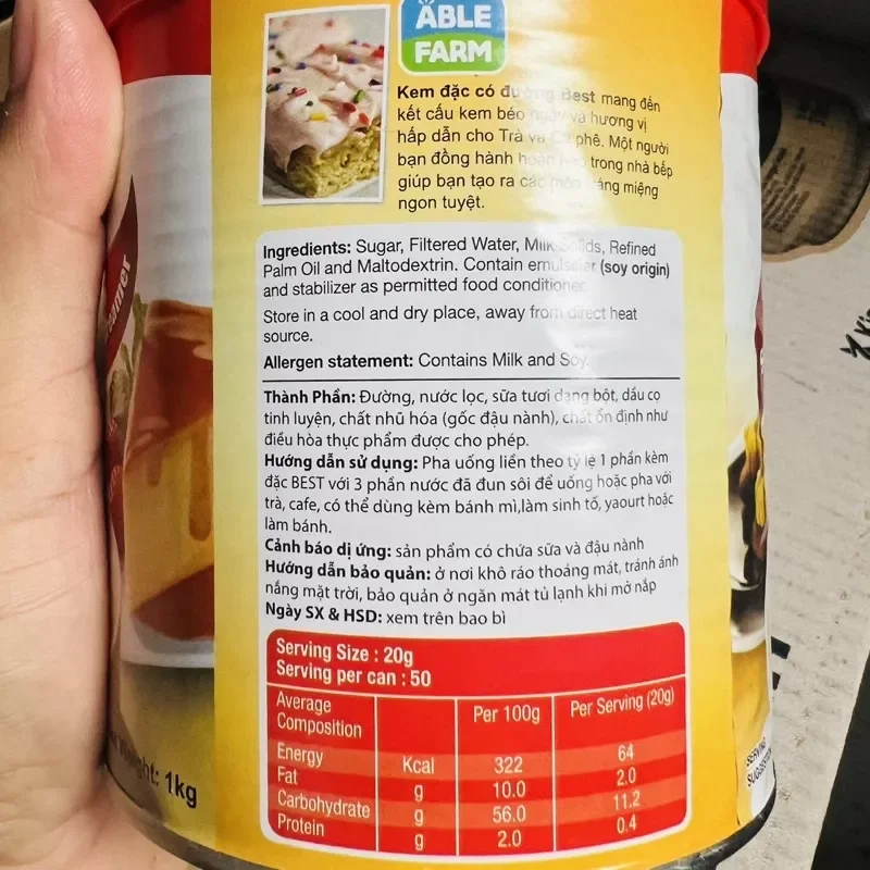 Hơi móp nhẹ nhưng không ảnh hưởng đến chất lượng sữa bên trong, BEST , DAIRY CHAMP , sữa đặc 1Kg nhập khẩu Malaysia , thơm ngon làm bánh pha chế sinh tố