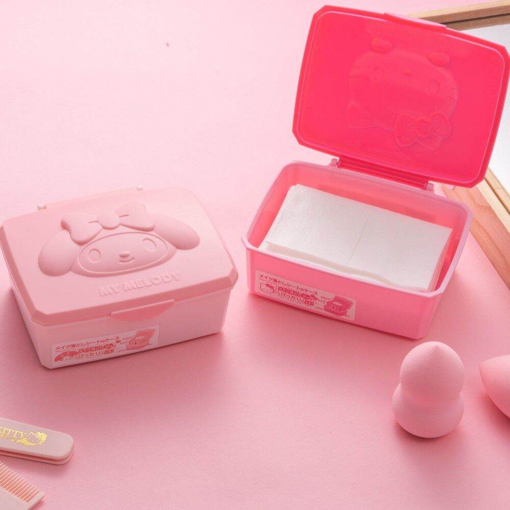 Hộp đựng đồ hello kitty hộp đựng bông tẩy trang melody dạng thanh tăm bông có nắp gập hoạt hình