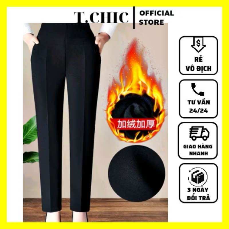  Quần Trung Niên dày ấm áp cho mẹ hàng đẹp   LÓT LÔNG SỊN   Quần Nỉ Lót Lông Chất Liệu Mềm Mịn Và Giữ Ấm Tốt Ống Suông Dày Dặn 