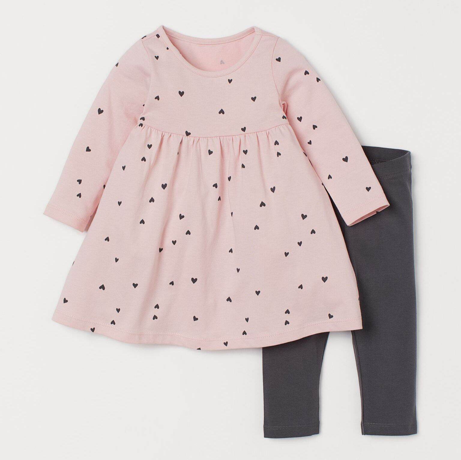 Bộ Áo Váy Hồng Tim Bé Gái H&M HM2 • 2Y 3Y 4Y • Choding Home