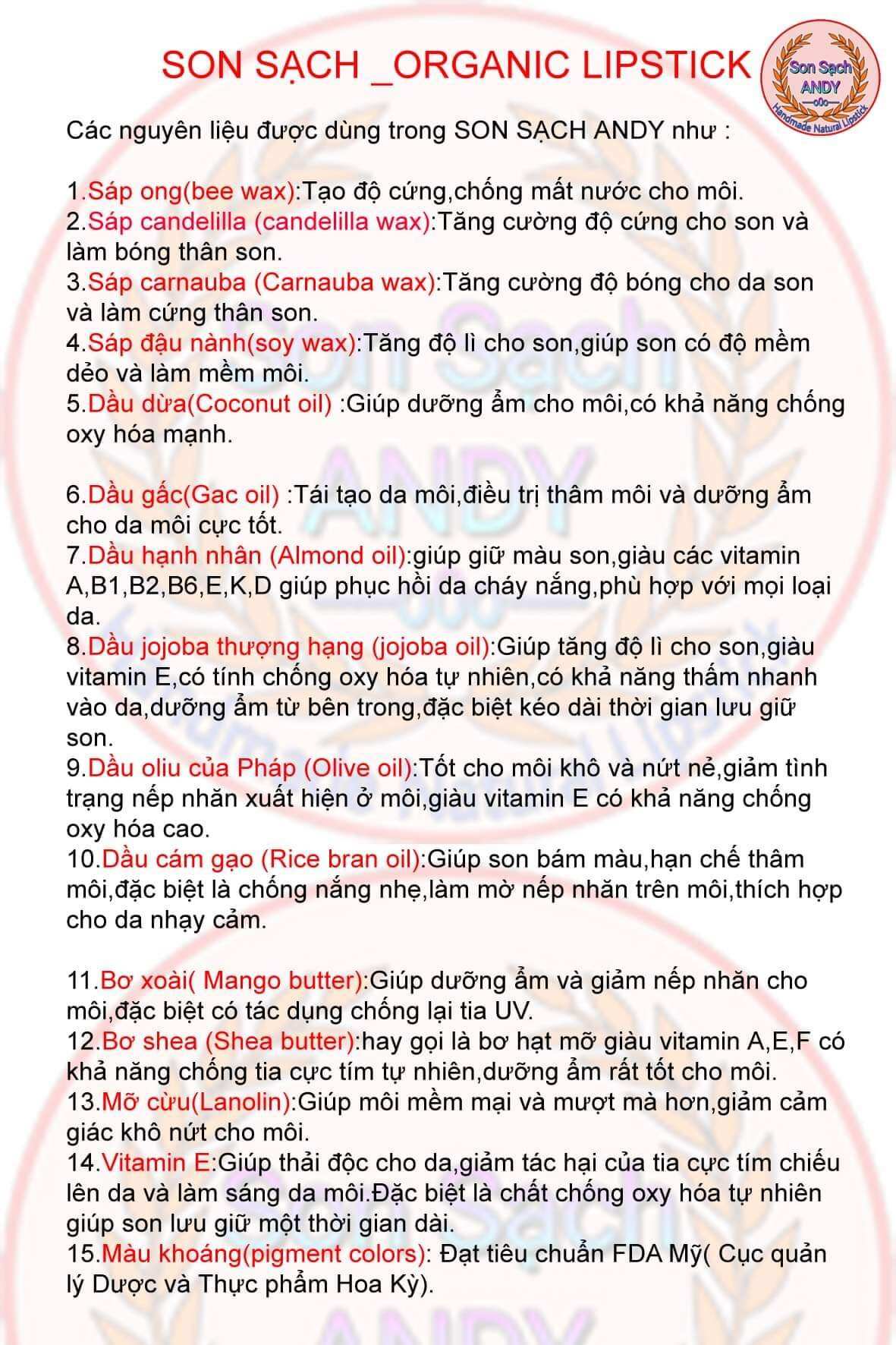 [HCM]Son thiên nhiên không chì màu đỏ cam(son thiên nhiên từ dầu bơ và sáp ong ko hóa chất)