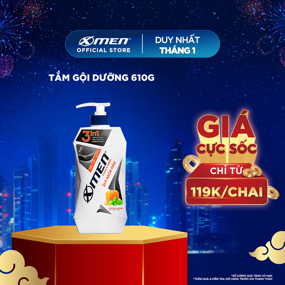 [GIÁ CHỈ 119k][MỚI] Tắm Gội Dưỡng Xmen Clean & Fresh 3in1 Sạch Gàu 610g