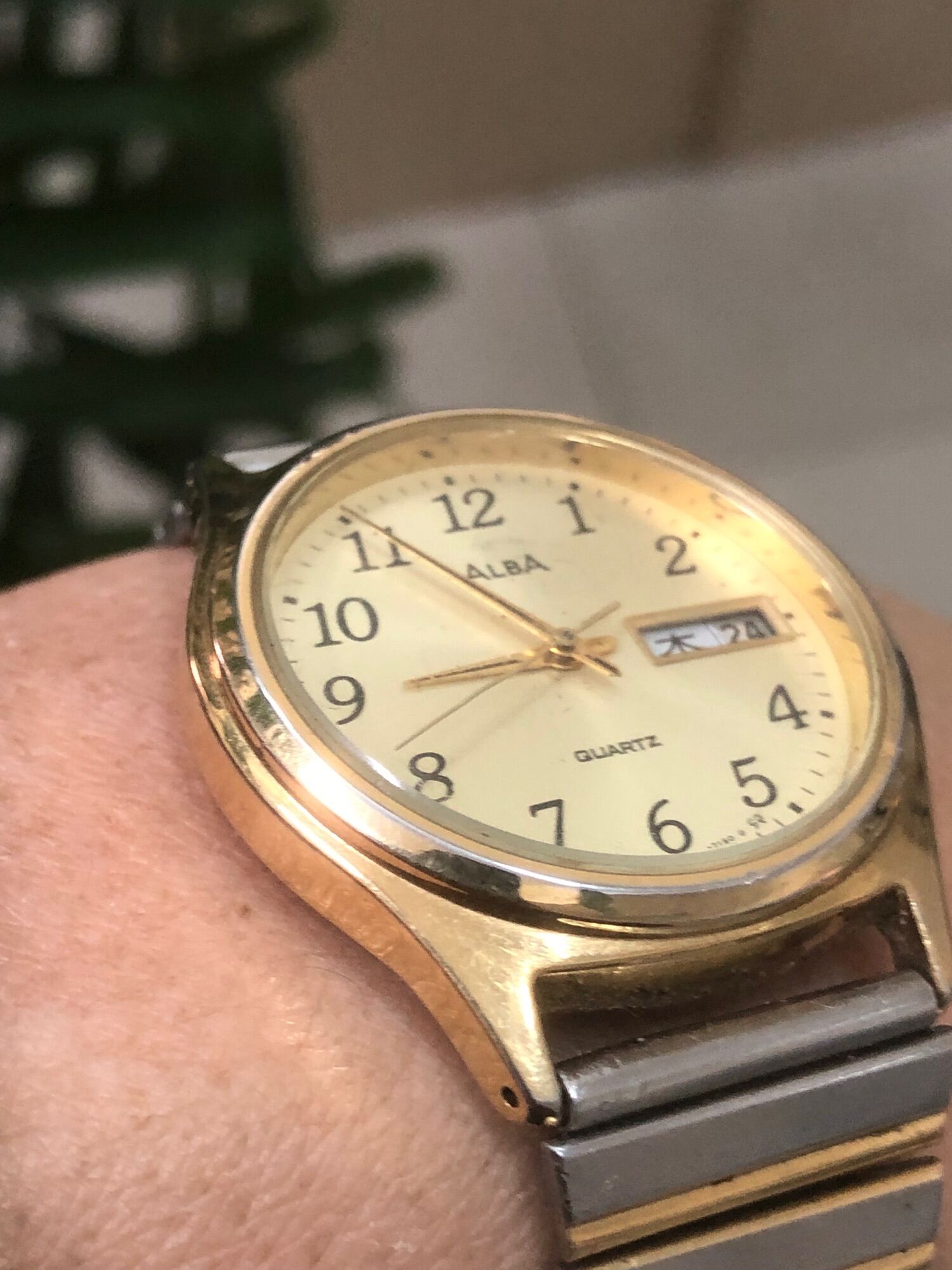 Đồng hồ nam hiệu Alba mặt vàng size nhỏ 34mm