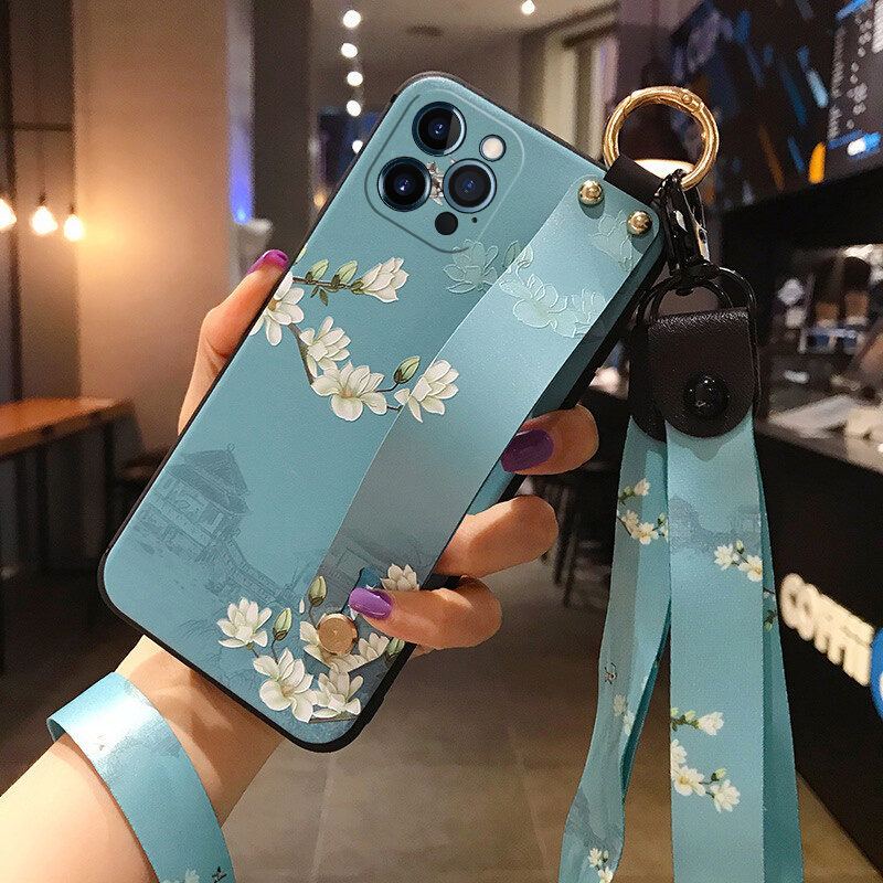 Ốp Điện Thoại Thích Hợp Dùng Cho Iphone 15/14 Ốp Mềm Silicon Iphone 12 Mẫu Nữ 13 Dây Đeo Cổ Tay 11Pro/XS Max X Bọc Toàn Bộ XR Chống Rơi 7 Mẫu Mới 8 Giá Đỡ 6S Plus Có Dây Đeo 6P Treo Cổ