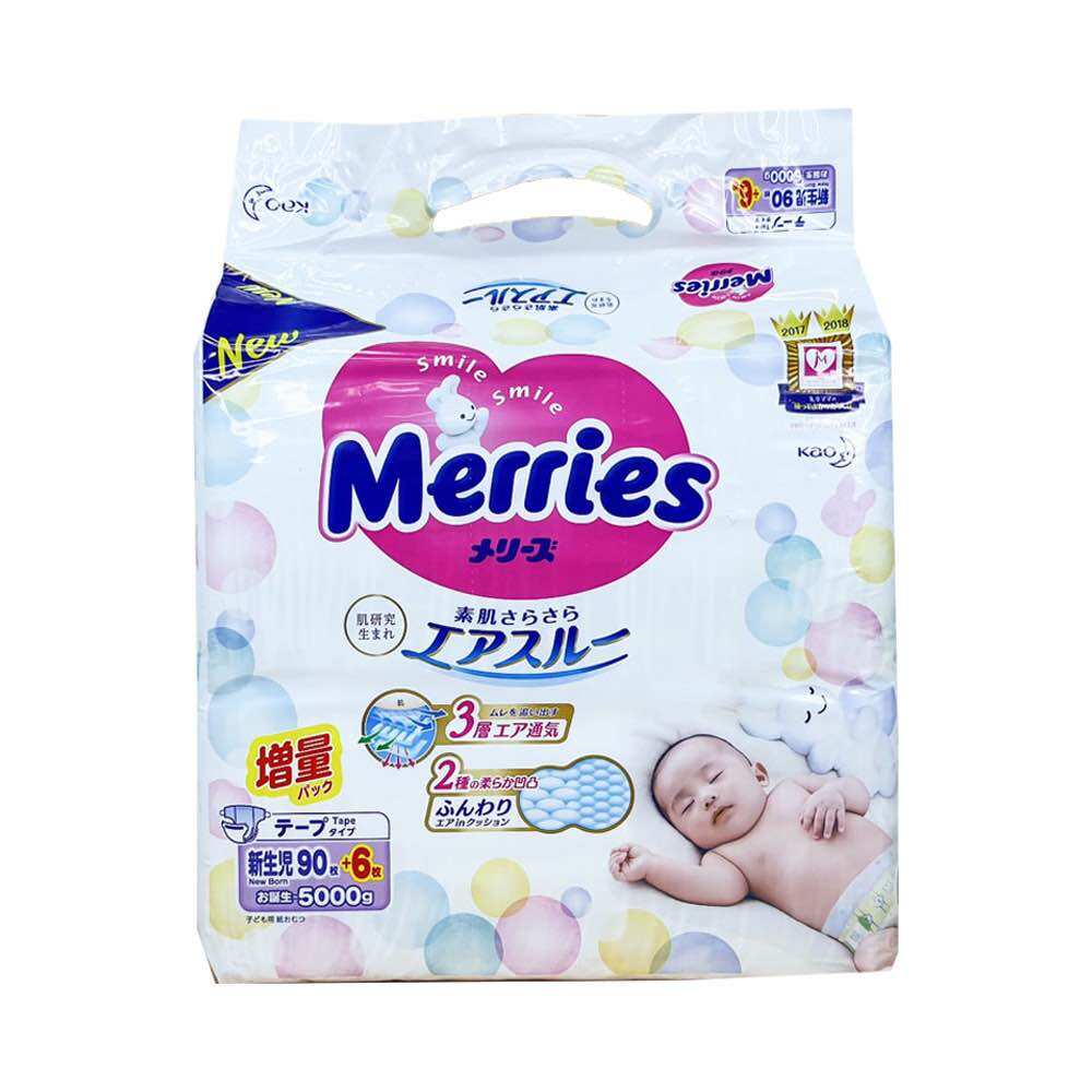 Tã/bỉm dán Merries size NB 90 miếng