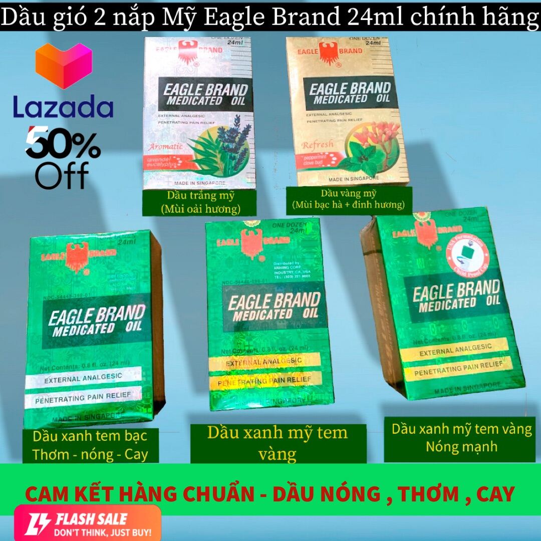 (Giá Sĩ) 12chai GIÁ SĨ Dầu gió XANH/TRẮNG/VÀNG 2 nắp Mỹ Eagle Brand ( nhập khẩu Singapo) giá rẻ