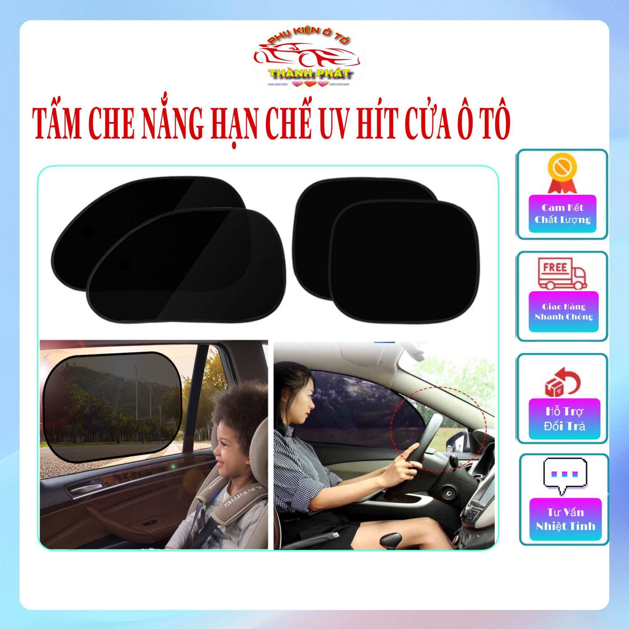 Tấm che chắn nắng tự hít gắn kính cửa ô tô xe hơi màng PVC tĩnh điện hạn chết 97% tia UV